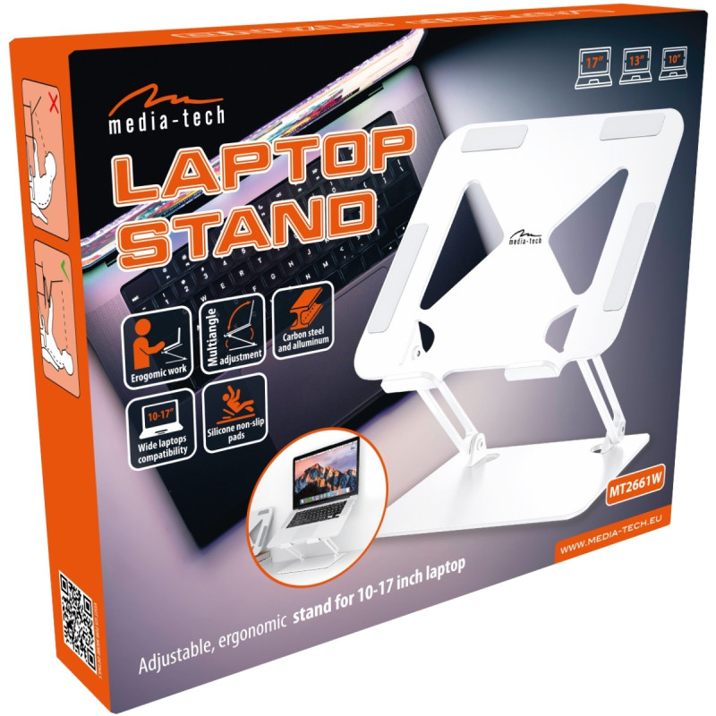 Підставка для ноутбука Laptop Stand 10-17" Aluminum Alloy Media-Tech біла