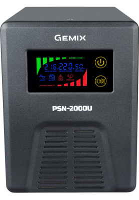 ДБЖ Gemix PSN-2000U, 2000VA/1200W 24V/220V, 7/13/18A, 3*Schuko, без АКБ