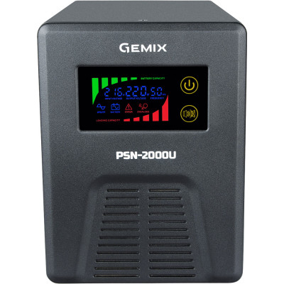 ДБЖ Gemix PSN-2000U, 2000VA/1200W 24V/220V, 7/13/18A, 3*Schuko, без АКБ