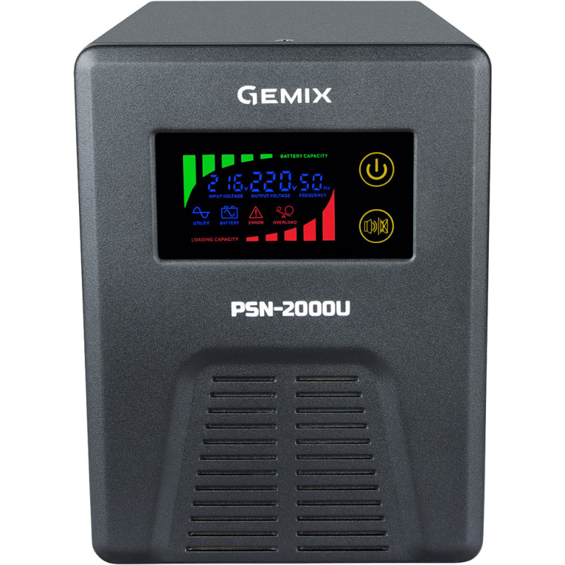 ДБЖ Gemix PSN-2000U, 2000VA/1200W 24V/220V, 7/13/18A, 3*Schuko, без АКБ