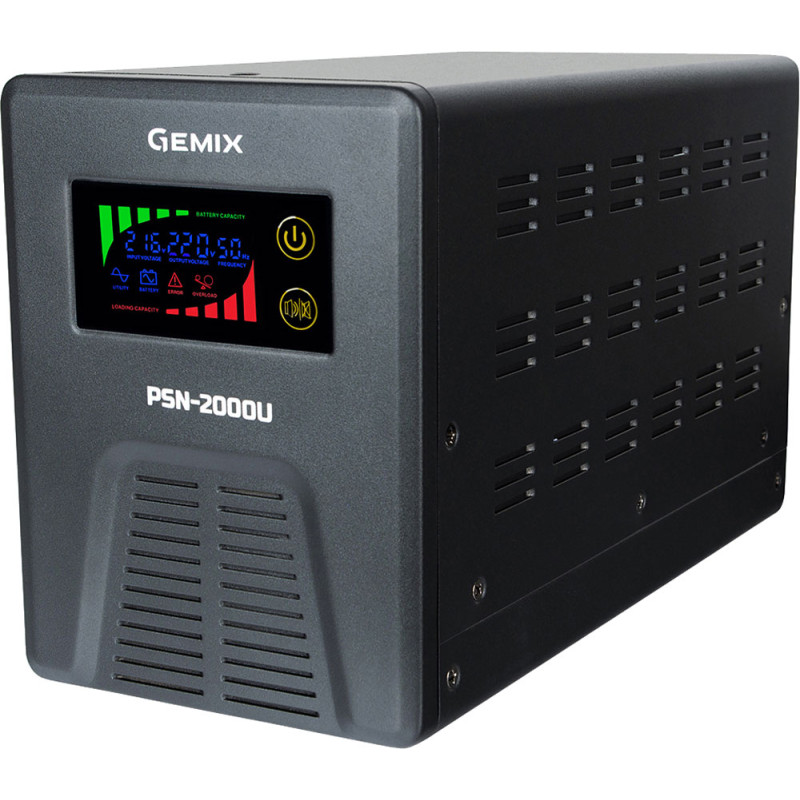 ДБЖ Gemix PSN-2000U, 2000VA/1200W 24V/220V, 7/13/18A, 3*Schuko, без АКБ