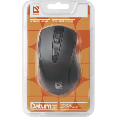 Мишка Defender Datum MM-265, бездротова, 3 кн. 1600 dpi, чорна