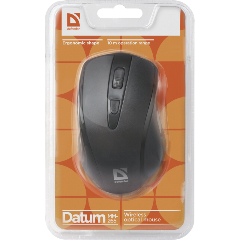 Мишка Defender Datum MM-265, бездротова, 3 кн. 1600 dpi, чорна