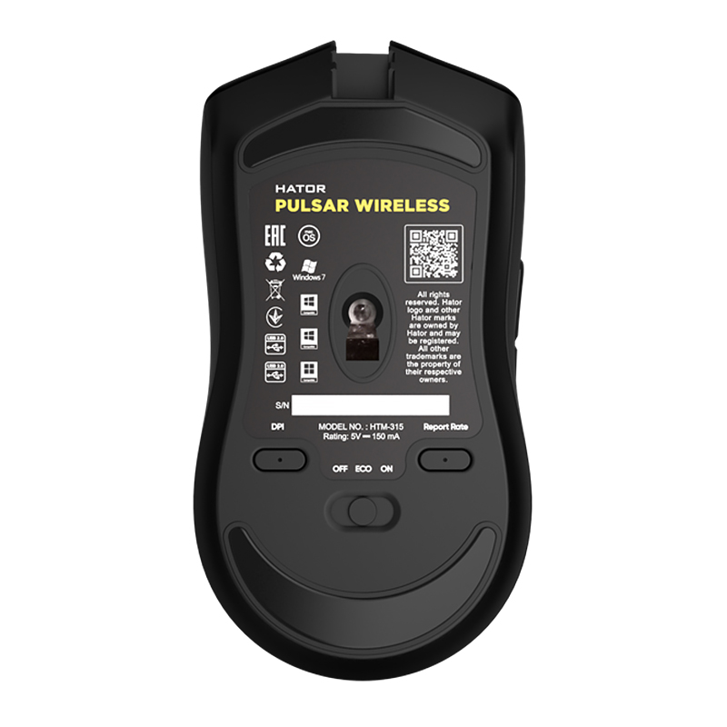 Мишка Hator Pulsar Wireless ігрова, 1600dpi., 6кн., чорна