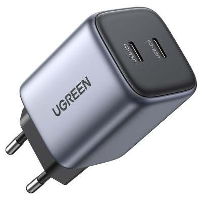 Зарядний пристрій 2xUSB 45W (2xUSB-C) Gan PD 25W+20W, CD294 Ugreen Сірий