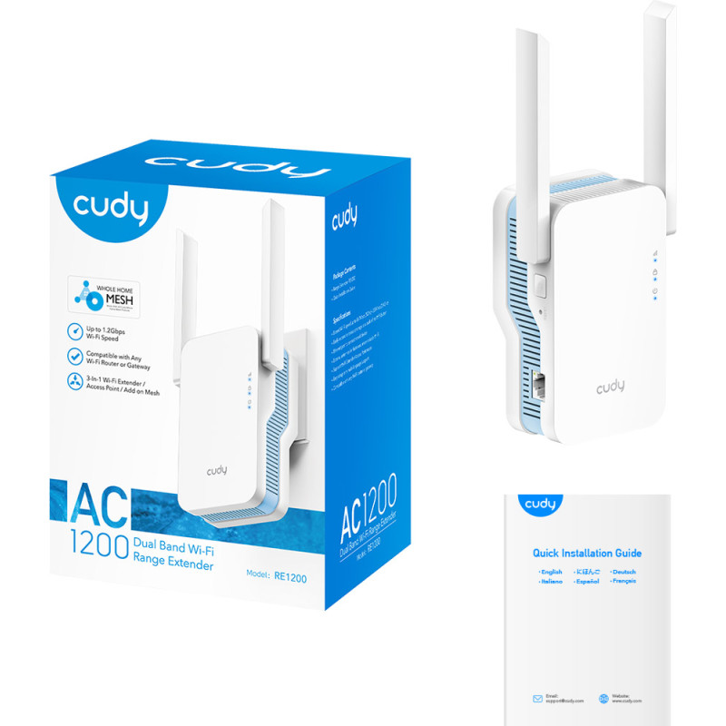 Підсилювач Wi-Fi сигналу Cudy RE1200 AC1200 Wi-Fi Mesh Repeater