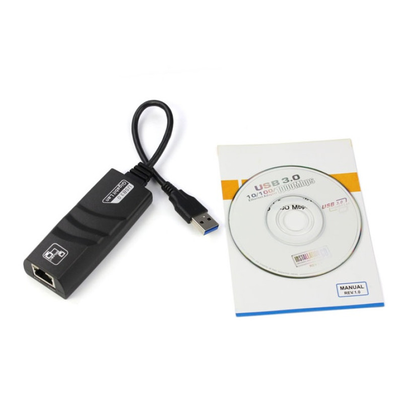 Перехідник USB 3.0 Type-A --> Ethernet RJ45 1000Mb Realtek RTL чорний