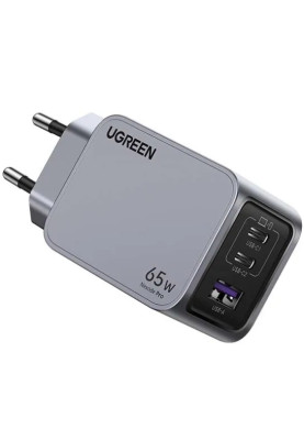 Зарядний пристрій 3xUSB 65W (2хUSB-C+USB-A) Gan Nexode Pro X755 Сірий Ugreen
