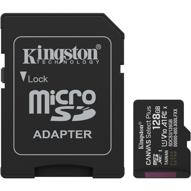 Memory card microSDXC 128Gb Kingston Canvas Select Plus Gen3 100R A1 C10, Retail