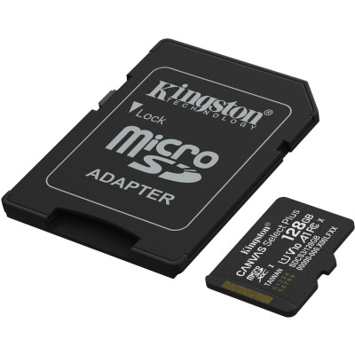 Memory card microSDXC 128Gb Kingston Canvas Select Plus Gen3 100R A1 C10, Retail Memory card microSDXC 128Gb Kingston Canvas Select Plus Gen3 100R A1 C10, Retail