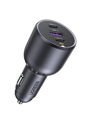 Автозарядка 3xUSB 130W (2xUSB-C+USB-A) QC 3.0 Чорна (EC705) UGREEN