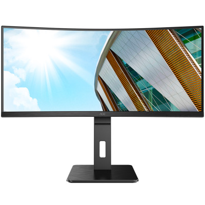 Монітор TFT 34" AOC CU34P2C, WQHD, VA, 100Гц, вигнутий, DP, HDMI, USB-C, USB, колонки, чорний