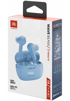 Навушники з мікрофоном JBL TWS Wave Beam Blue JBLWBEAMBLU