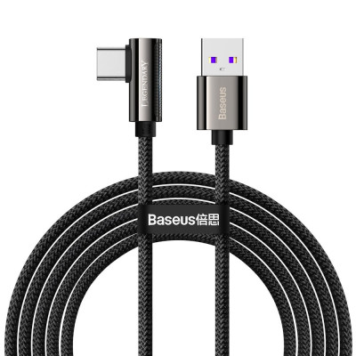Кабель USB3.1 AM-Type-C M, 2 м, 66W, 90° Чорний, Legend Series Elbow CATCS Baseus