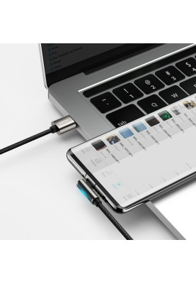 Кабель USB3.1 AM-Type-C M, 2 м, 66W, 90° Чорний, Legend Series Elbow CATCS Baseus