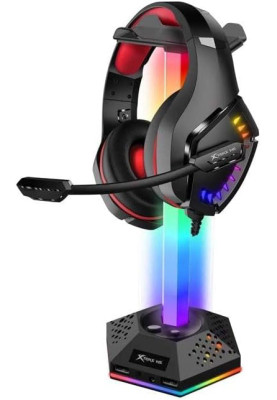 Підставка для гарнітури XTRIKE ME RGB 2xUSB2.0 HUB, USB кабель 1,9м, вlack