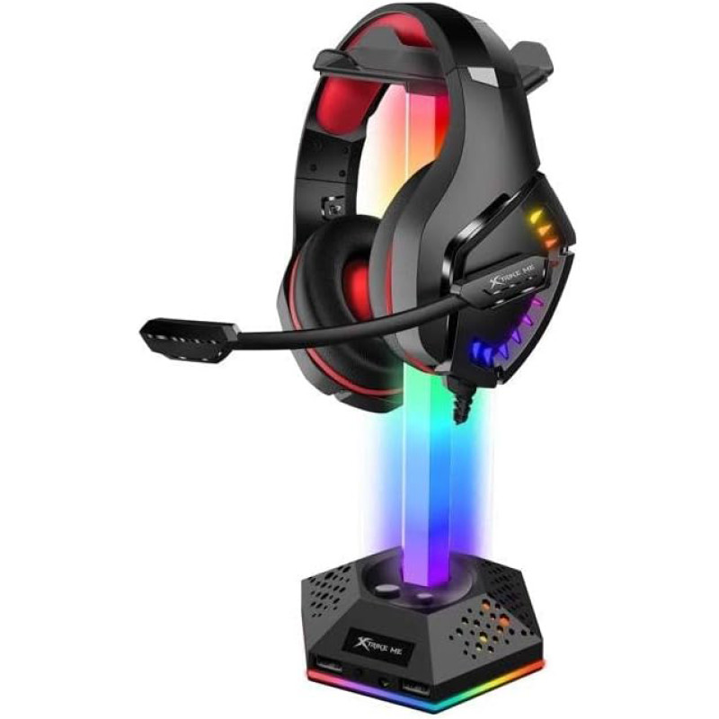 Підставка для гарнітури XTRIKE ME RGB 2xUSB2.0 HUB, USB кабель 1,9м, вlack