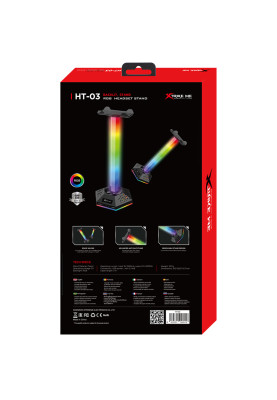 Підставка для гарнітури XTRIKE ME RGB 2xUSB2.0 HUB, USB кабель 1,9м, вlack