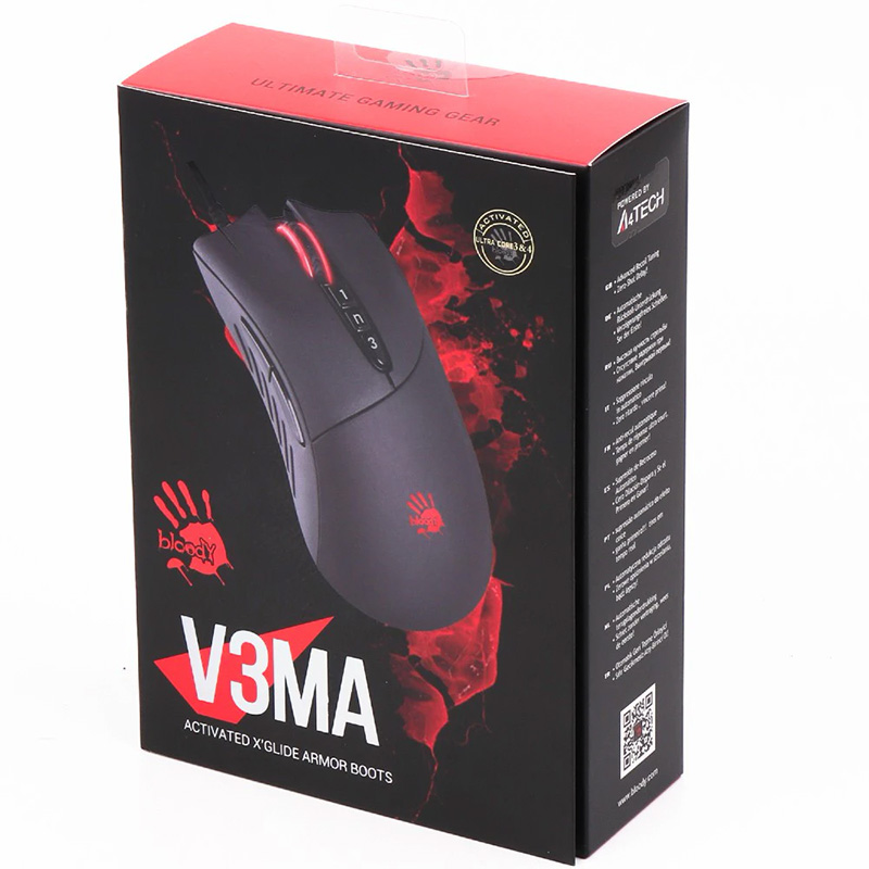 Мишка A4-Tech Bloody V3 MA, Activated, Bloody, ігрова, 3200dpi., 8кн
