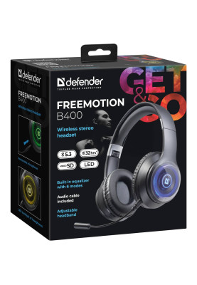 Гарнітура Defender FreeMotion B400 Bluetooth+3,5мм,гнучкий мікрофон, LED, Black