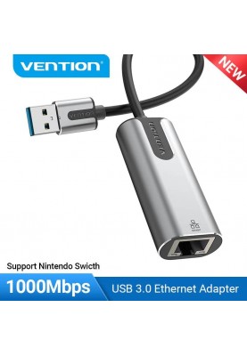 Перехідник USB 3.0 --> Ethernet RJ45 1000Mb Aluminum чорний Vention