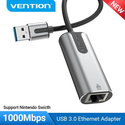 Перехідник USB 3.0 --> Ethernet RJ45 1000Mb Aluminum чорний Vention