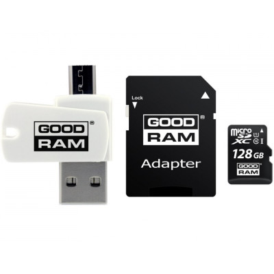 Memory card Secure Digital Micro 128Gb GoodRAM SDXC (class 10 UHS I U1) Retail + adapter +CardReader
