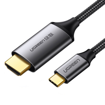 Кабель USB 3.1 Type-C M - HDMI M, 1.5m 4K 60Hz Male Cable Aluminum Shell UGREEN MM142 (Gray Black)