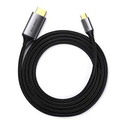 Кабель USB 3.1 Type-C M - HDMI M, 1.5m 4K 60Hz Male Cable Aluminum Shell UGREEN MM142 (Gray Black)