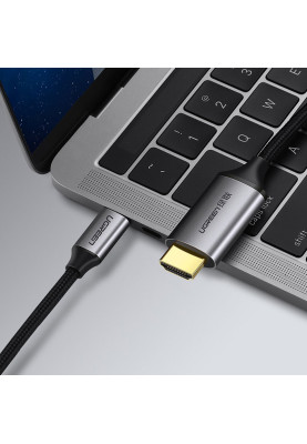 Кабель HDMI M - USB-C, 1.5m Male Cable Aluminum Shell UGREEN MM142 (Gray Black)