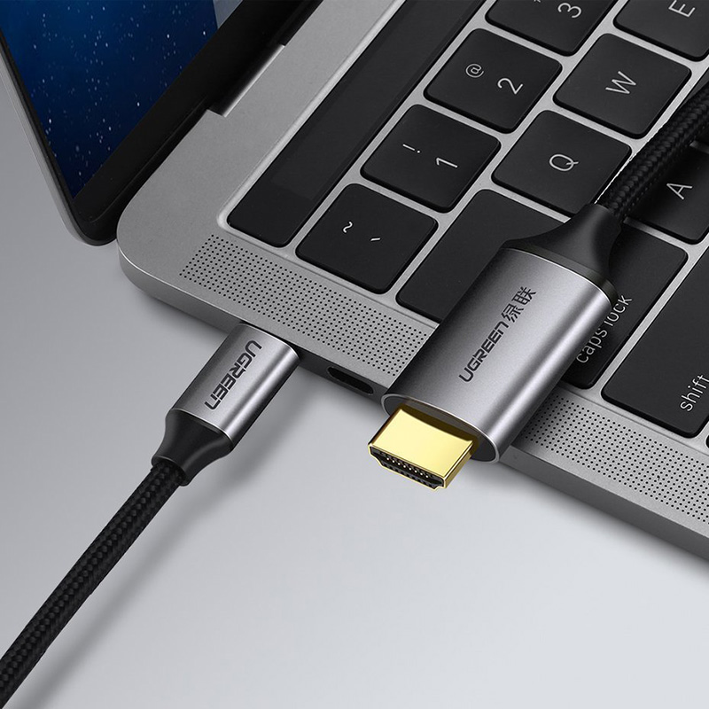Кабель HDMI M - USB-C, 1.5m Male Cable Aluminum Shell UGREEN MM142 (Gray Black)