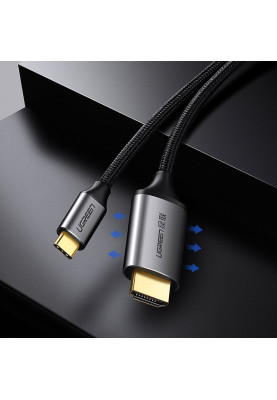 Кабель HDMI M - USB-C, 1.5m Male Cable Aluminum Shell UGREEN MM142 (Gray Black)