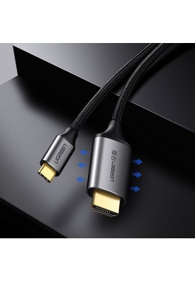 Кабель UGREEN USB-C to HDMI Male to Male Cable Aluminum Shell 1.5m MM142 (Gray Black)