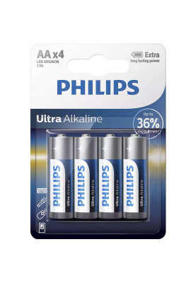 Батарейка Philips AA, Ultra Alkaline лужна, BLI, 4 шт
