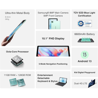 Планшет Doogee T10S 10.1" FHD /6GB/128GB/ T606 6600mAh/ 8+5Мп / LTE / Metal Blue