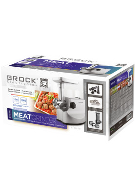 М'ясорубка BROCK  MG 1800 SS 1800Вт/1.5кг/хв/реверс/3 решітки/насадка для ковбас/кеббе/3 терки/срібн