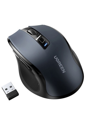 Мишка UGREEN 2.4GHz MU006 Ergonomic, бездротова, 4000dpi., 4кн.,Silence Design, Чорна