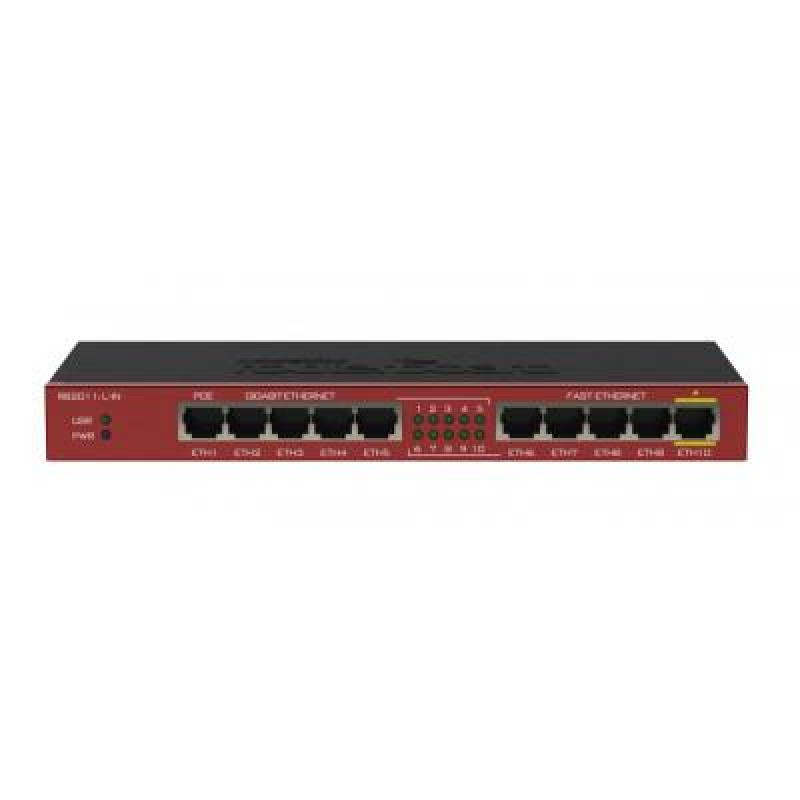 Маршрутизатор Mikrotik RB2011iL-IN, metal case, 5xEthernet, 5xGigabit Ethernet, PoE out on port 10,