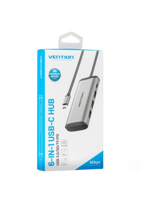 Хаб USB 3.1 Type-C -> 3хUSB 3.0/TF/SD/PD 87W 6-in-1 Vention