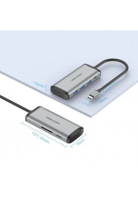 Хаб USB 3.1 Type-C -> 3хUSB 3.0/TF/SD/PD 87W 6-in-1 Vention