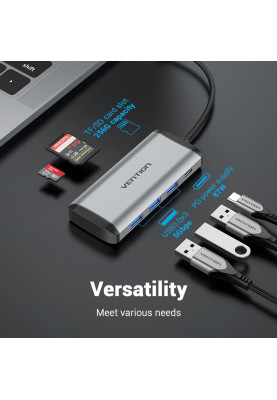 Хаб USB 3.1 Type-C -> 3хUSB 3.0/TF/SD/PD 87W 6-in-1 Vention