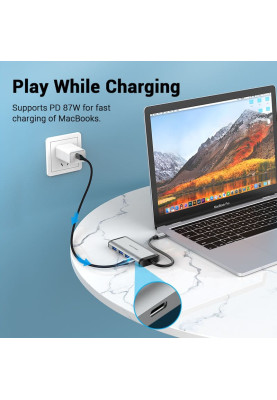 Хаб USB 3.1 Type-C -> 3хUSB 3.0/TF/SD/PD 87W 6-in-1 Vention