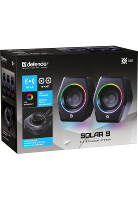 Акустична система 2.0 Defender Solar 9, 10Вт, Bluetooth, RGB підсвітка, USB, чорна