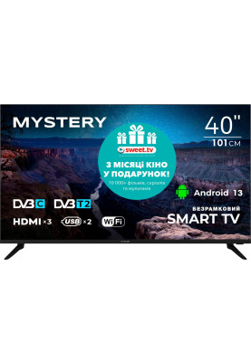 TV 40 Mystery MTV-4060FST2 Full HD/Smart/Android 13/Wi-Fi/Frameless/Black