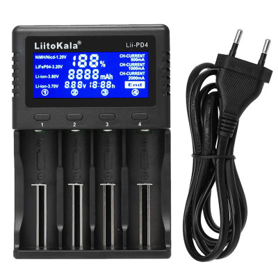 Зарядний пристрій LiitoKala Lii-PD4, 4x(LiOn/LiFePO4/NiMH/NiCd), display Зарядний пристрій LiitoKala Lii-PD4, 4x(LiOn/LiFePO4/NiMH/NiCd), display