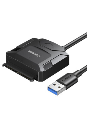 Перехідник USB 3.0 Type-A --> SATA III (F) + DC Adapter, CR108 UGREEN чорний