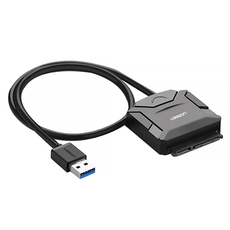Перехідник USB 3.0 Type-A --> SATA III (F) + DC Adapter, CR108 UGREEN чорний