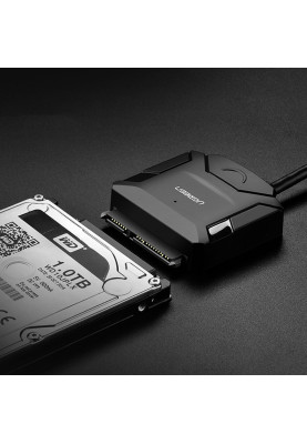Перехідник USB 3.0 Type-A --> SATA III (F) + DC Adapter, CR108 UGREEN чорний