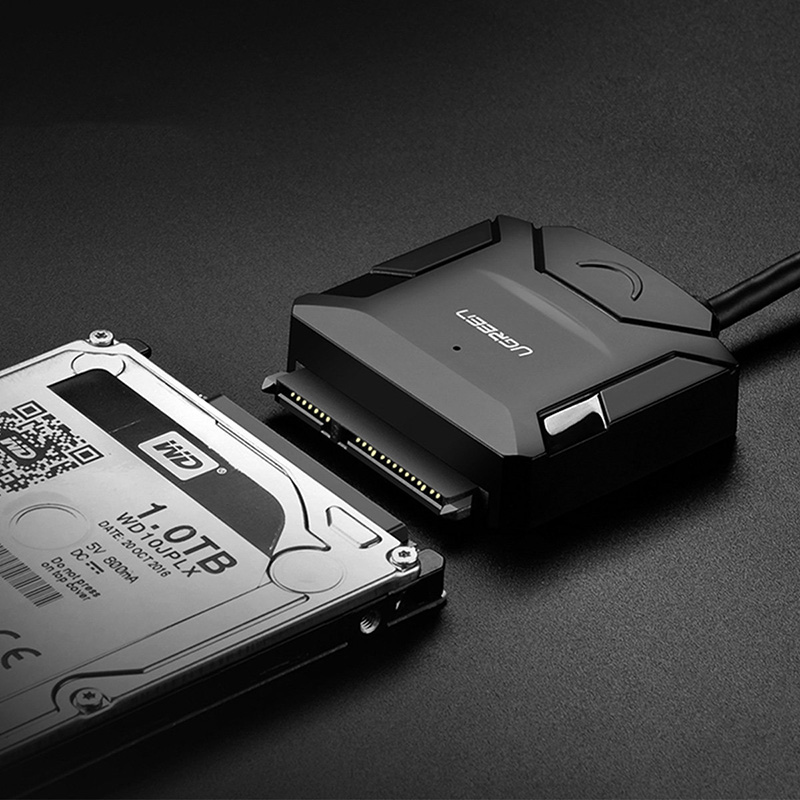 Перехідник USB 3.0 Type-A --> SATA III (F) + DC Adapter, CR108 UGREEN чорний