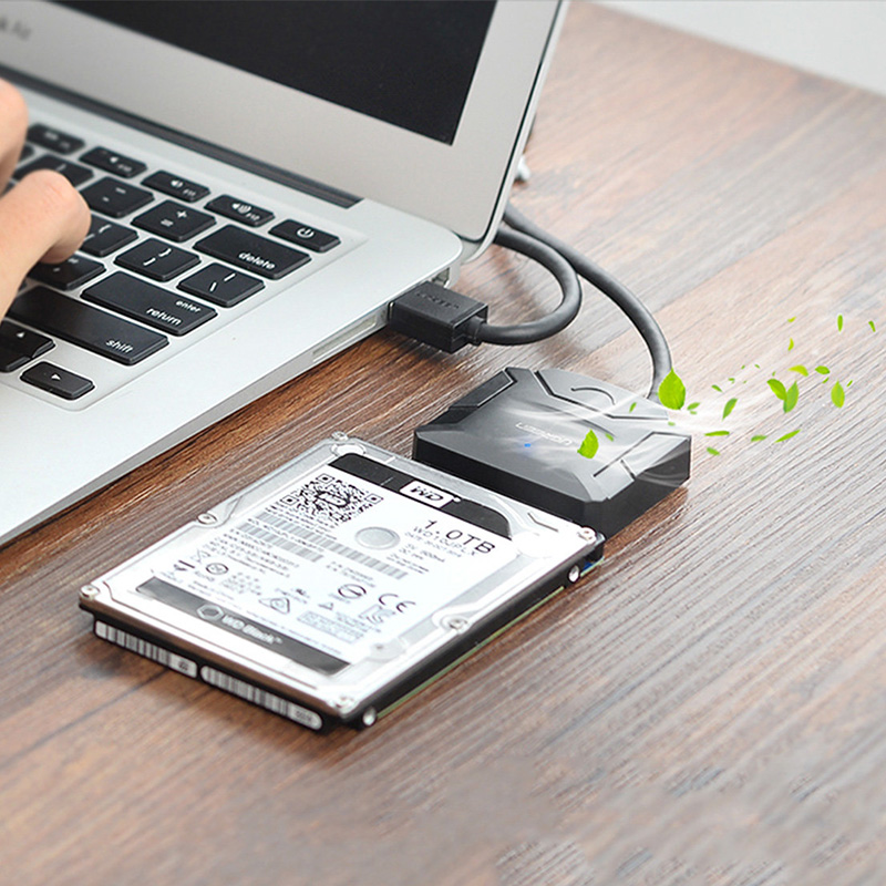 Перехідник USB 3.0 Type-A --> SATA III (F) + DC Adapter, CR108 UGREEN чорний